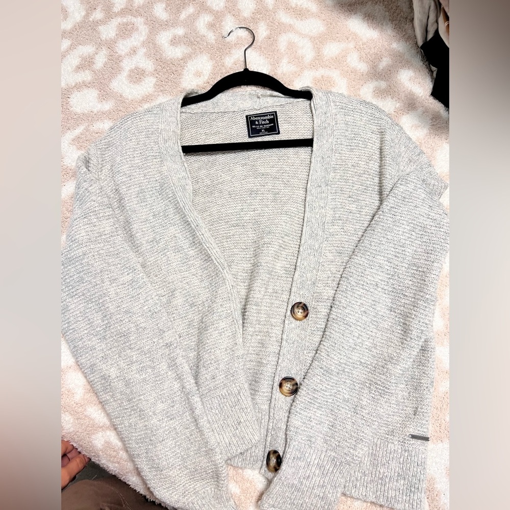 Abercrombie and Fitch, gray cardigan with buttons